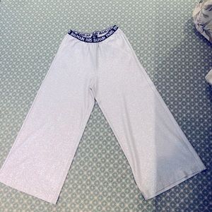 Balmain Kids silver Shimmer pants with Logo